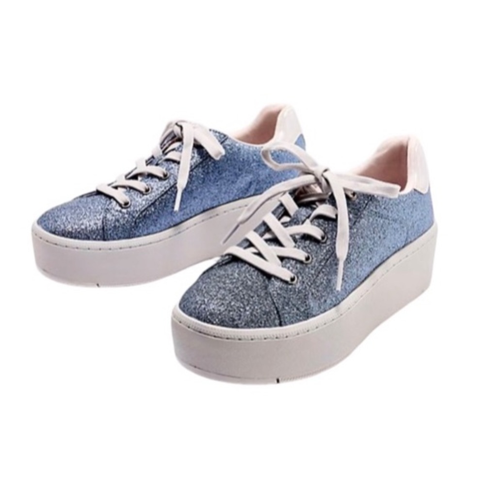 Skechers Plateau Glitter Platform Wedge Lace Up Sneakers - Picture 4 of 14
